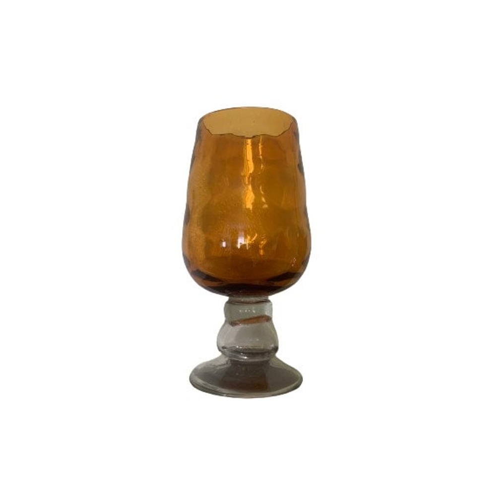 Amber Glass Decorative Pedestal Bowl // Vintage National Potteries